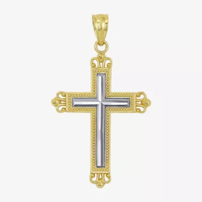Cross Unisex Adult 10K Two Tone Gold Cross Pendant