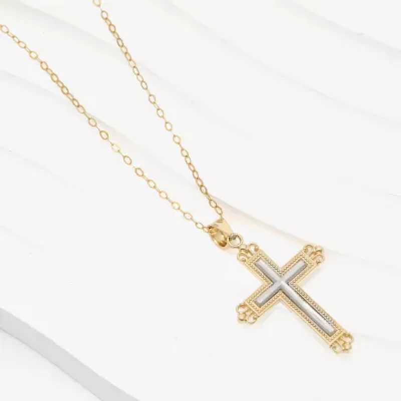 Cross Unisex Adult 10K Two Tone Gold Cross Pendant