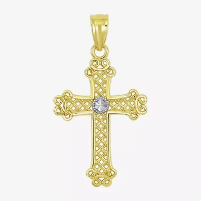 Cross Unisex Adult 10K Two Tone Gold Cross Pendant