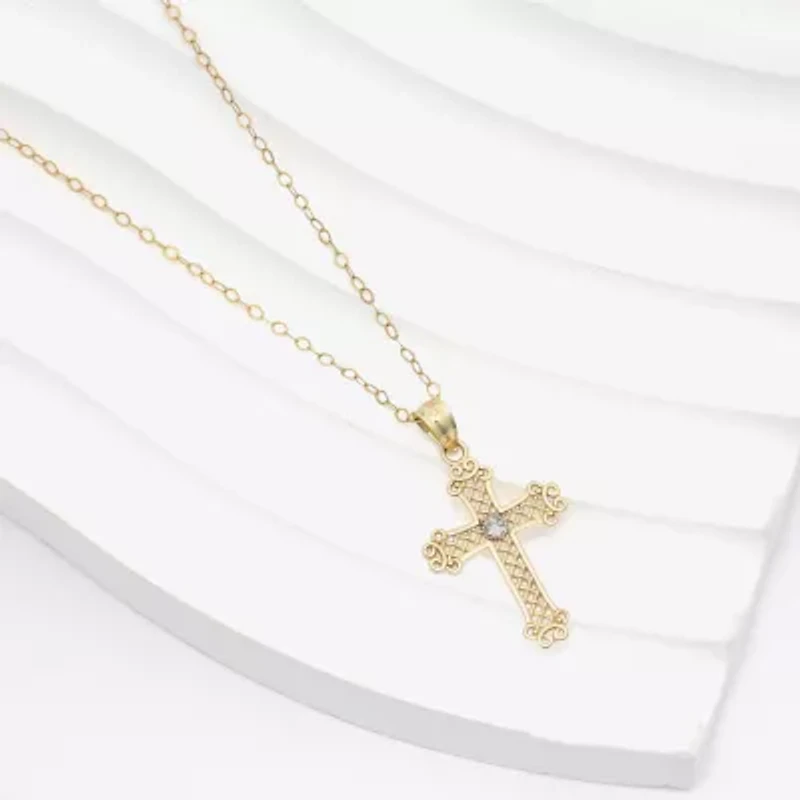 Cross Unisex Adult 10K Two Tone Gold Cross Pendant