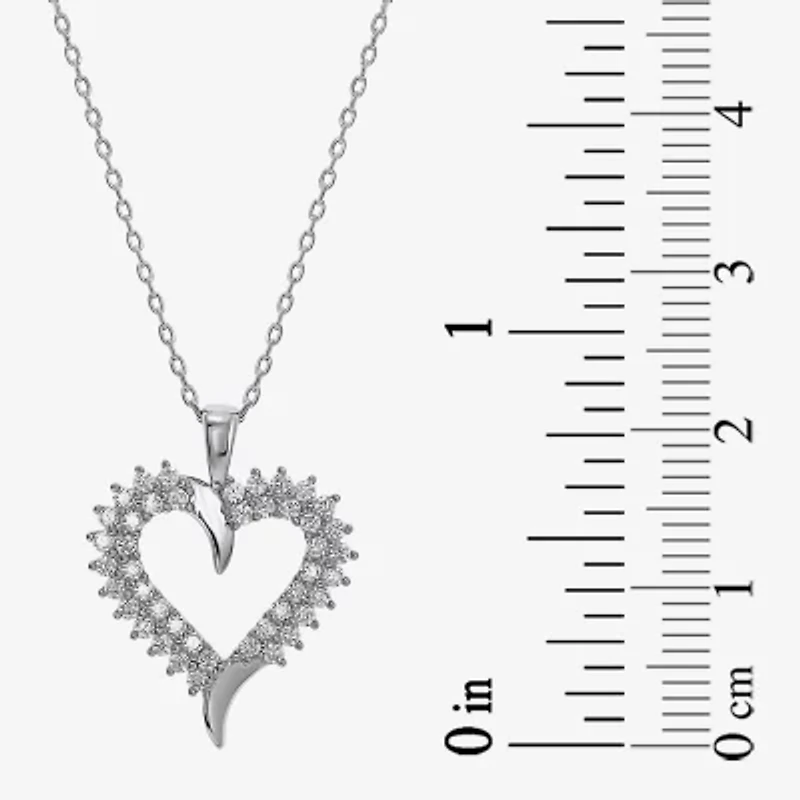 Diamonart Womens White Cubic Zirconia Sterling Silver Heart 18 Inch Pendant Necklace