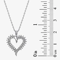 Diamonart Womens White Cubic Zirconia Sterling Silver Heart 18 Inch Pendant Necklace