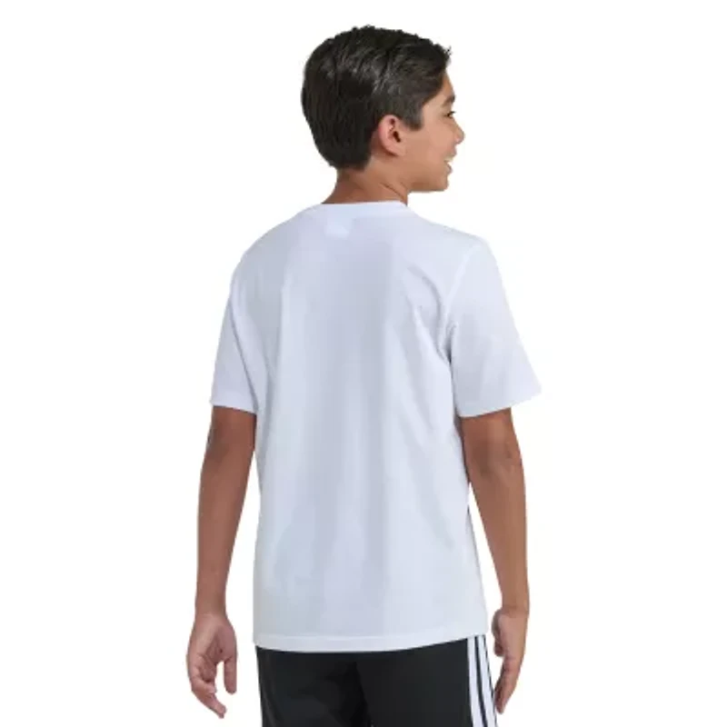 adidas Big Kid Boys Crew Neck Short Sleeve Regular Fit Husky Graphic T-Shirt