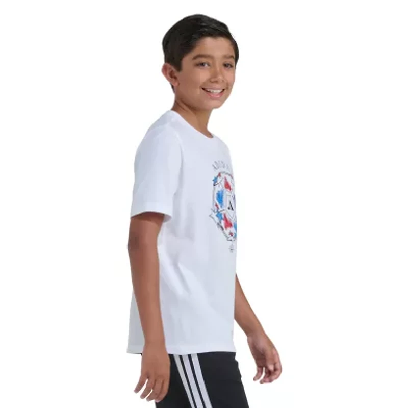 adidas Big Kid Boys Crew Neck Short Sleeve Regular Fit Husky Graphic T-Shirt