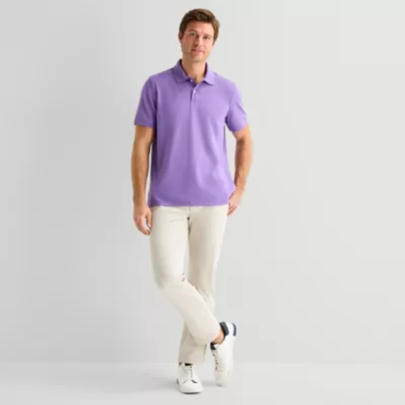 St. John's Bay Premium Stretch Mens Classic Fit Short Sleeve Polo Shirt