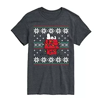 Mens Round Neck Short Sleeve Regular Fit Snoopy Big and Tall Graphic T-Shirt