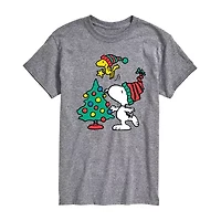 Mens Crew Neck Short Sleeve Regular Fit Snoopy Big and Tall Graphic T-Shirt