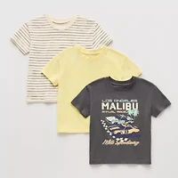 Grayson Little Toddler Boys Crew Neck Short Sleeve Relaxed Fit 3 Pack Graphic T-Shirt