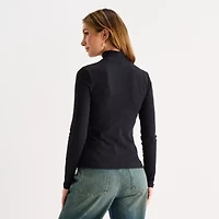 a.n.a Womens Petite Mock Neck Long Sleeve T-Shirt