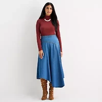 a.n.a Womens Petite Mock Neck Long Sleeve T-Shirt