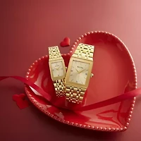 Bulova Quadra Womens Gold Tone Stainless Steel Bracelet Watch 97p140