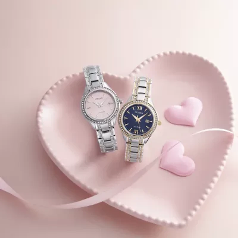 Citizen Silhouette Womens Crystal Accent Silver Tone Stainless Steel Bracelet Watch Fe1230-51x