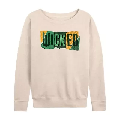 Wicked Logo Womens Boat Neck Long Sleeve Regular Fit Graphic T-Shirt