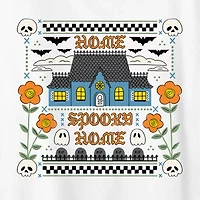 Home Spooky Womens Crew Neck Short Sleeve Regular Fit Graphic T-Shirt