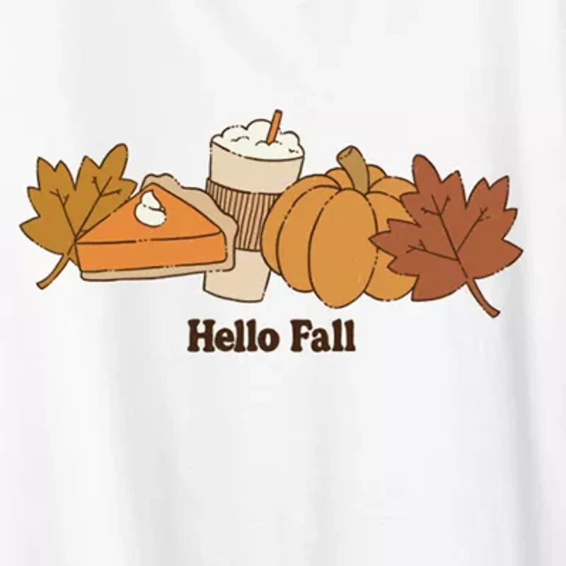 Hello Fall Womens Crew Neck Short Sleeve Regular Fit Graphic T-Shirt