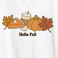 Hello Fall Womens Crew Neck Short Sleeve Regular Fit Graphic T-Shirt