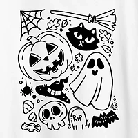 Halloween Doodle Womens Crew Neck Short Sleeve Regular Fit Graphic T-Shirt