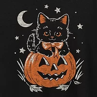 Halloween Kitten Womens Crew Neck Short Sleeve Regular Fit Graphic T-Shirt