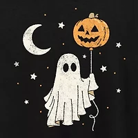 Ghost Pumpkin Balloon Womens Crew Neck Short Sleeve Regular Fit Graphic T-Shirt