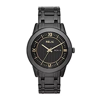 Relic By Fossil Caldwell Mens Black Stainless Steel Bracelet Watch Zr12141