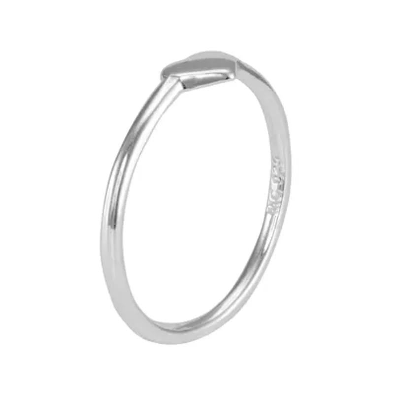 Itsy Bitsy Womens Sterling Silver Heart Delicate Midi  Band
