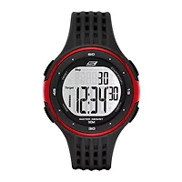 Skechers® Performance Mens 50-Lap Black Perforated Strap Chronograph Digital Sport Watch