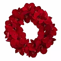 Nearly Natural 22in Amaryllis Wreath