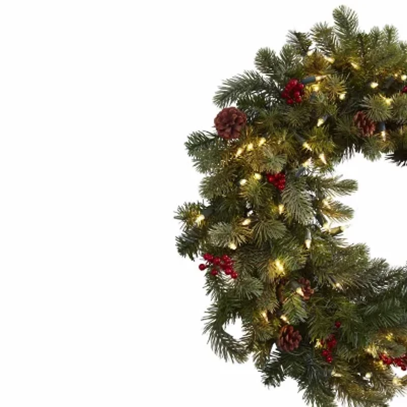 Nearly Natural 30in Lighted Wreath