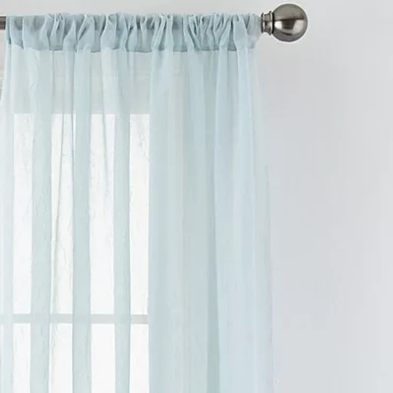 Home Expressions Crushed Voile Rod Pocket Sheer Single Curtain Panel