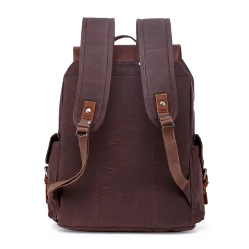 TSD Brand Stone Creek Waxed Canvas Laptop Backpack