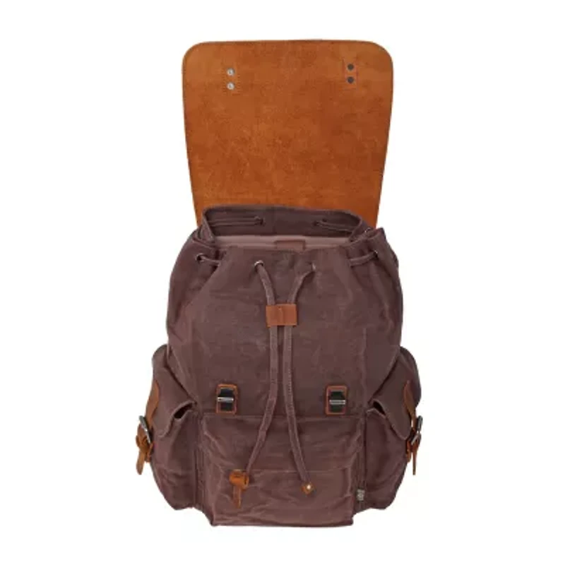 TSD Brand Stone Creek Waxed Canvas Laptop Backpack
