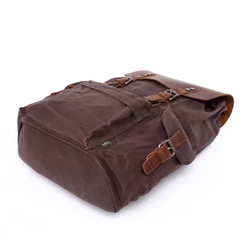 TSD Brand Stone Creek Waxed Canvas Laptop Backpack
