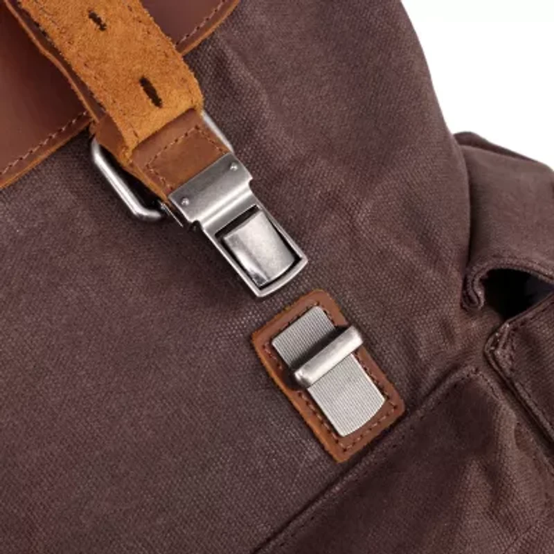 TSD Brand Stone Creek Waxed Canvas Laptop Backpack