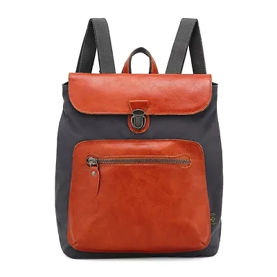 TSD Brand Valley Trail Coated Canvas Unisex Adult Adjustable Straps Padded Straps Backpack