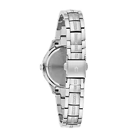 Bulova Crystal Womens Crystal Accent Silver Tone Stainless Steel Bracelet Watch 96l291