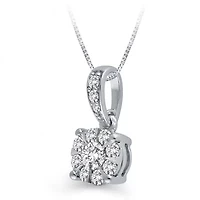 Womens 1/4 CT. T.W. Natural White Diamond 10K White Gold Round 18 Inch Pendant Necklace