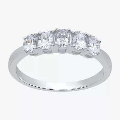 (H-I / Si1-Si2) Womens 2.5MM 1 CT. T.W. Lab Grown White Diamond 10K Gold 5-Stone Anniversary Band