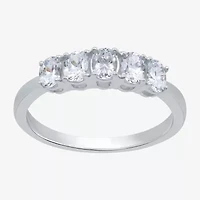 (H-I / Si1-Si2) Womens 2.5MM 1 CT. T.W. Lab Grown White Diamond 10K Gold 5-Stone Anniversary Band