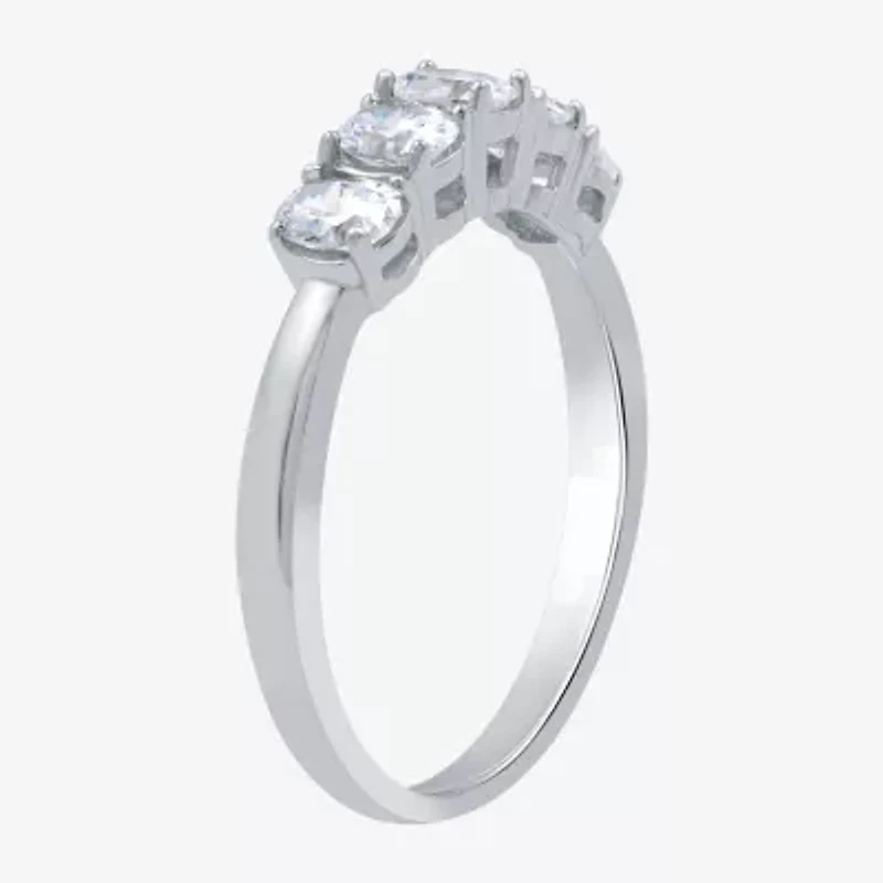 (H-I / Si1-Si2) Womens 2.5MM 1 CT. T.W. Lab Grown White Diamond 10K Gold 5-Stone Anniversary Band