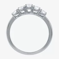 (H-I / Si1-Si2) Womens 2.5MM 1 CT. T.W. Lab Grown White Diamond 10K Gold 5-Stone Anniversary Band