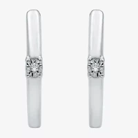 Yes, Please! Womens Diamond Accent Natural White Sterling Silver 14.1mm Hoop Earrings