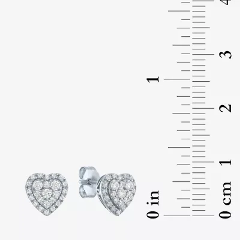 (G-H / Si2-I1) 1/3 CT. T.W. Lab Grown White Diamond 10K White Gold 7.9mm Heart Stud Earrings