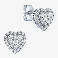 (G-H / Si2-I1) 1/3 CT. T.W. Lab Grown White Diamond 10K White Gold 7.9mm Heart Stud Earrings