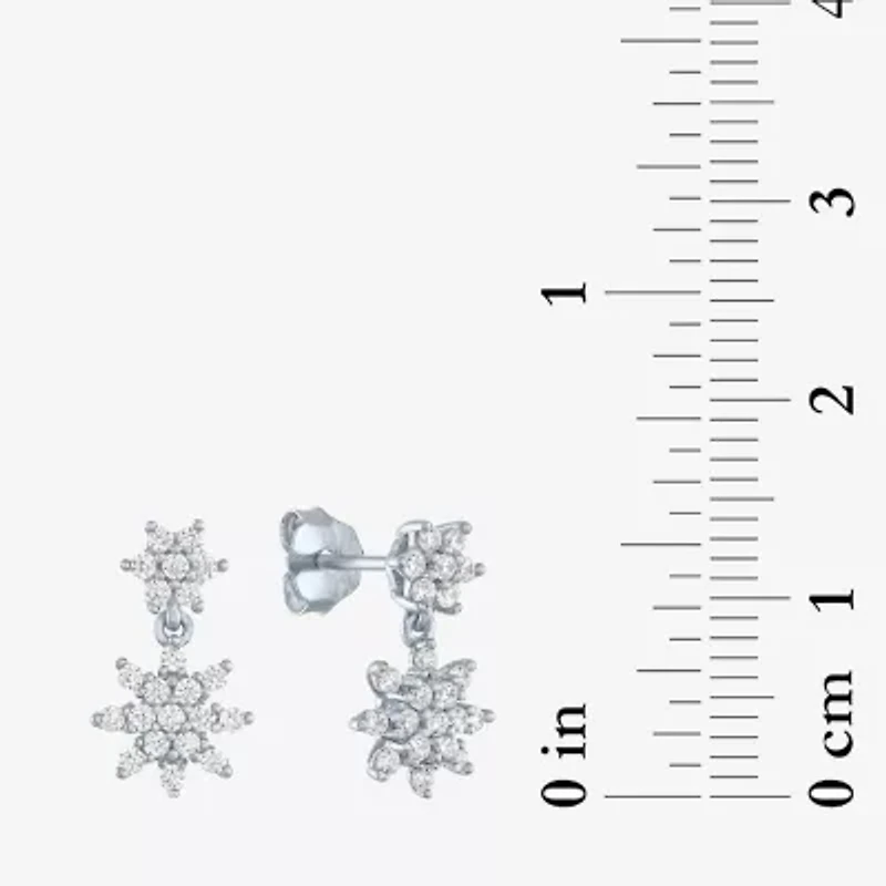 Diamond Blossom (G-H / Si2-I1) Womens 1/3 CT. T.W. Lab Grown White Diamond 10K White Gold Drop Earrings