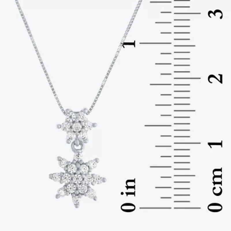Diamond Blossom (G-H / Si2-I1) Womens 1/3 CT. T.W. Lab Grown White Diamond 10K White Gold Snowflake 18 Inch Pendant Necklace