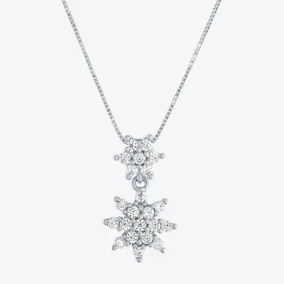 Diamond Blossom (G-H / Si2-I1) Womens 1/3 CT. T.W. Lab Grown White Diamond 10K White Gold Snowflake 18 Inch Pendant Necklace