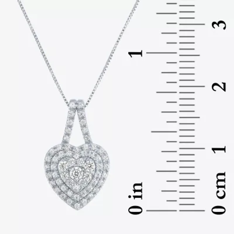 (G-H / Si2-I1) Womens 1/3 CT. T.W. Lab Grown White Diamond 10K White Gold Heart 18 Inch Pendant Necklace
