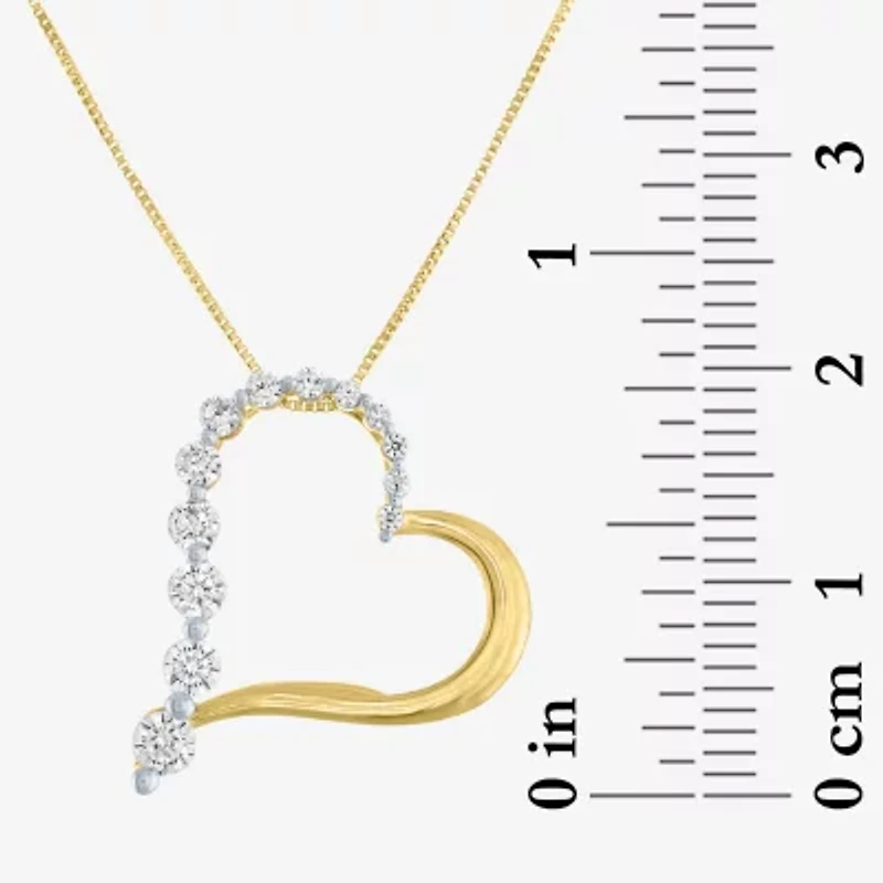 (G-H / Si2-I1) Womens 1/3 CT. T.W. Lab Grown White Diamond 10K Gold Heart 18 Inch Pendant Necklace