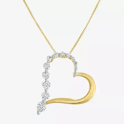 (G-H / Si2-I1) Womens 1/3 CT. T.W. Lab Grown White Diamond 10K Gold Heart 18 Inch Pendant Necklace