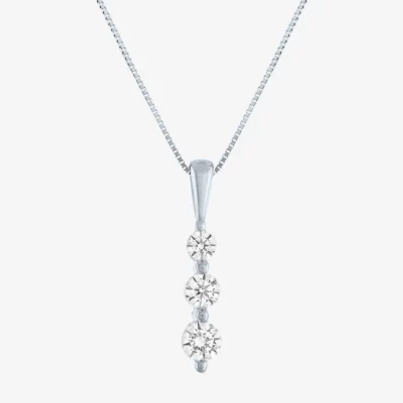 (G-H / Si2-I1) Womens 1/3 CT. T.W. Lab Grown White Diamond 10K White Gold 18 Inch Pendant Necklace